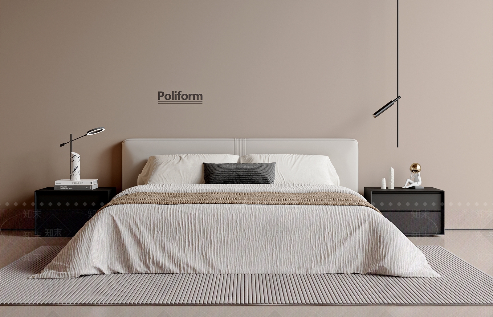 现代双人床SU模型下载【ID:1200882598】