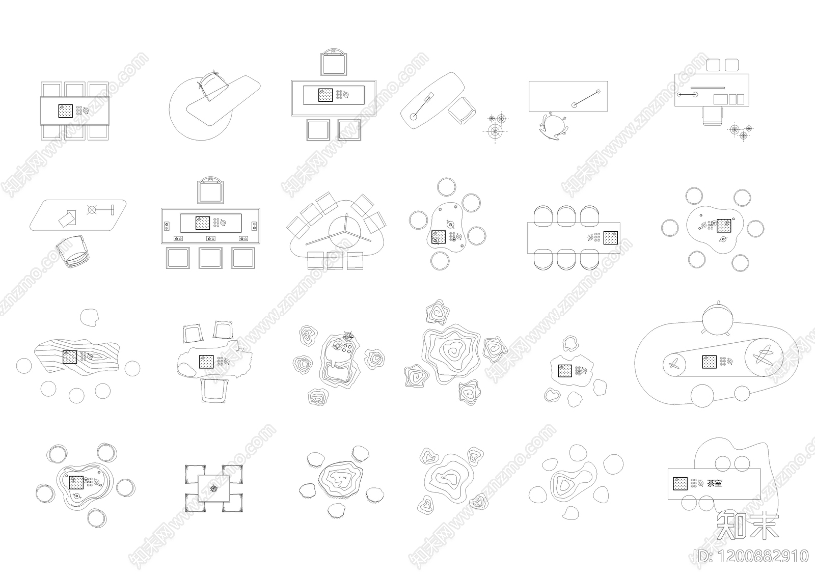 新中式中式桌椅施工图下载【ID:1200882910】