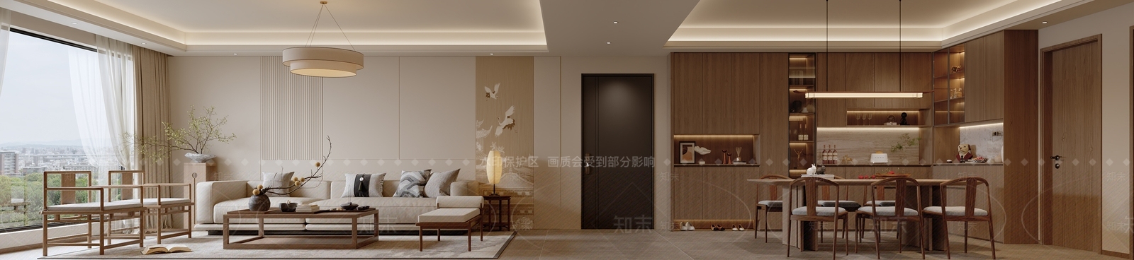 新中式客餐厅3D模型下载【ID:1215189461】