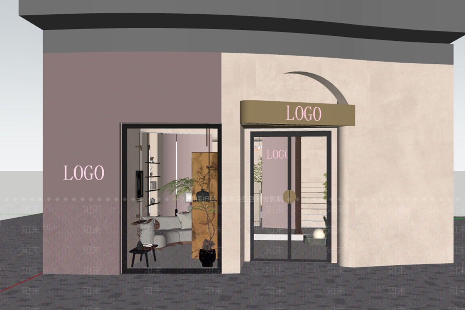 现代法式美妆店SU模型下载【ID:1200886292】