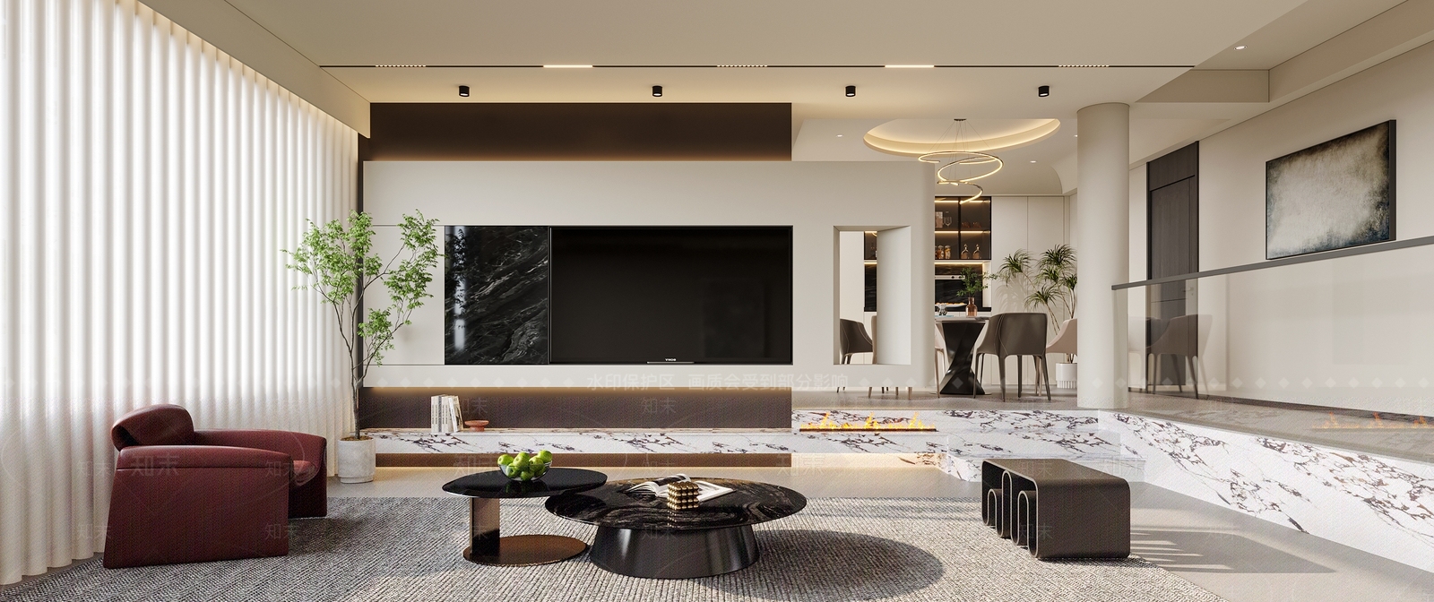 现代简约客餐厅3D模型下载【ID:1200886394】