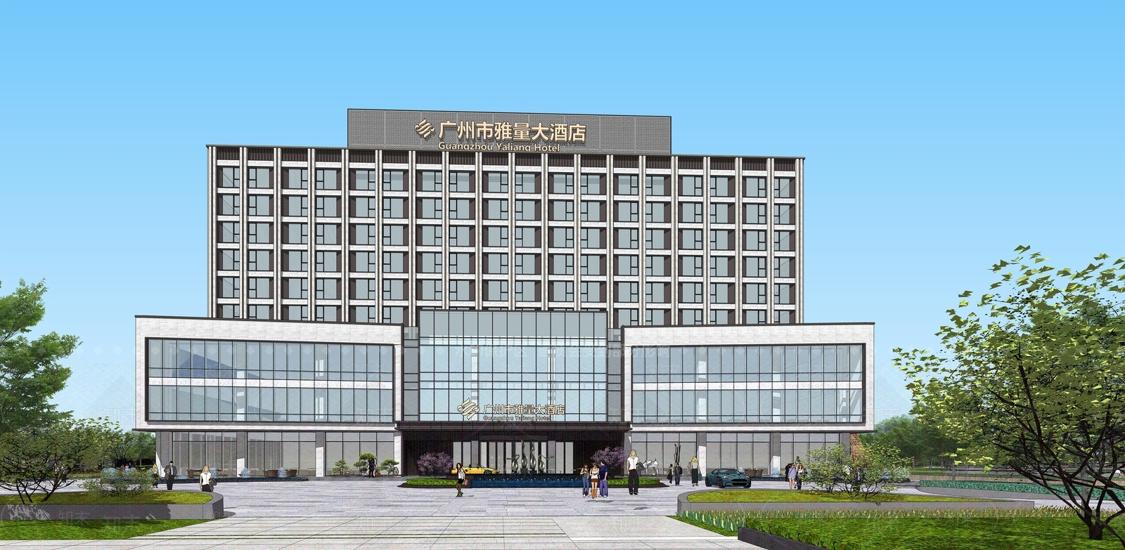 现代酒店建筑SU模型下载【ID:1200887130】