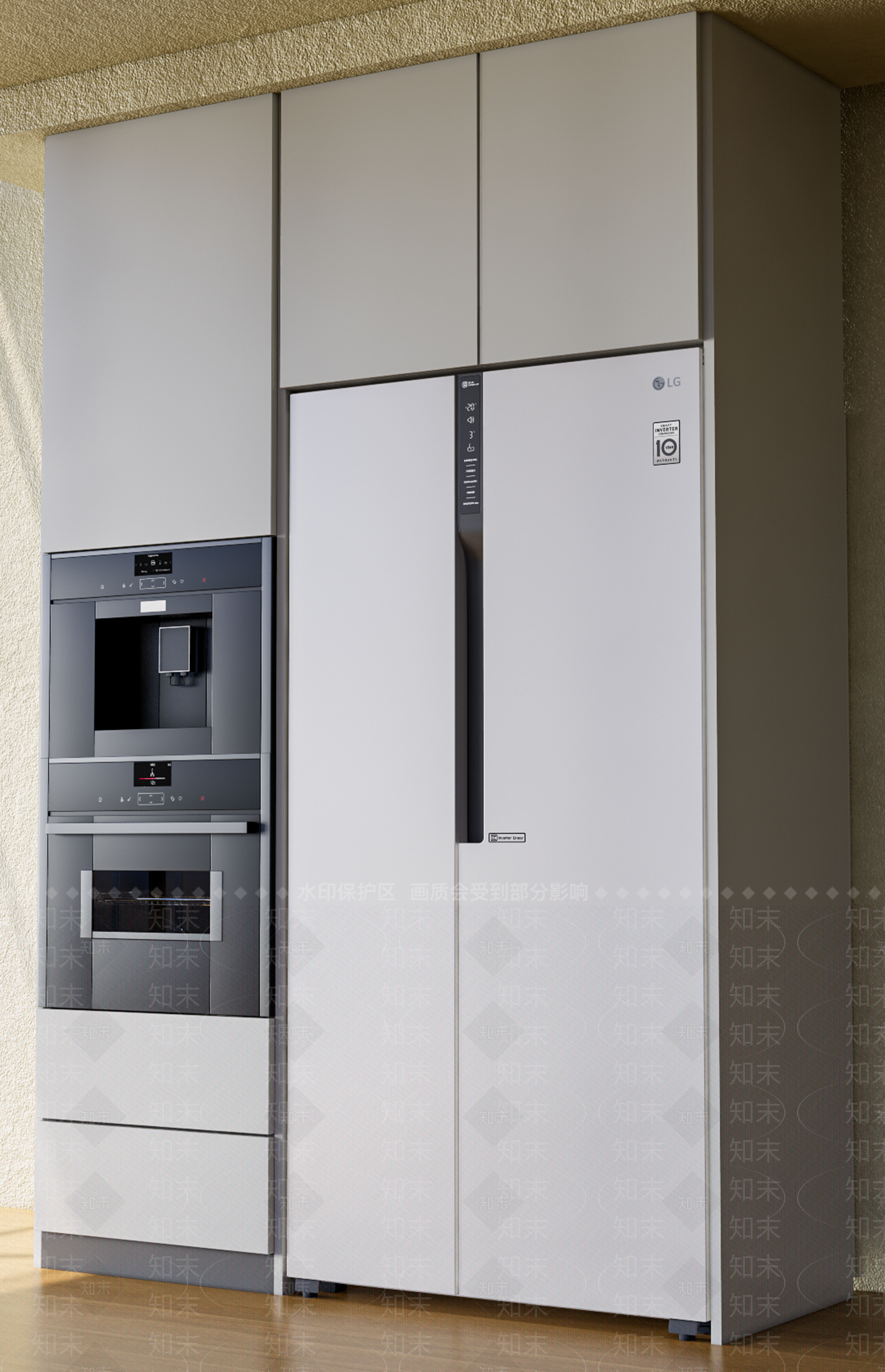 现代轻奢冰箱柜3D模型下载【ID:1200886978】