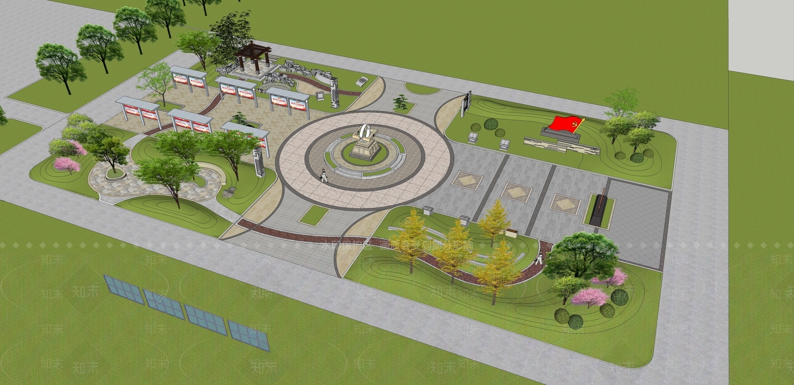 现代广场景观SU模型下载【ID:1200888071】