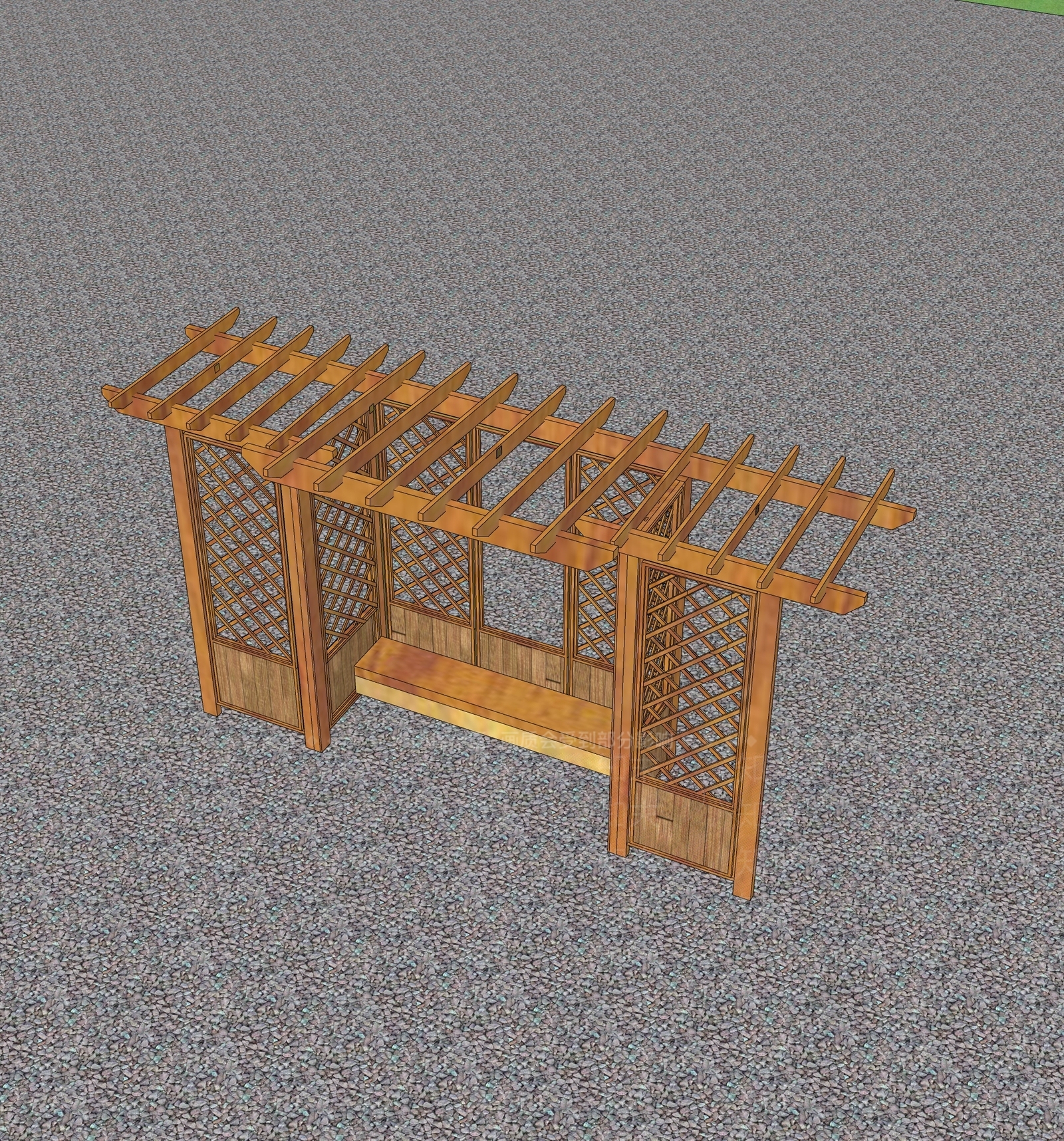现代廊架SU模型下载【ID:1200888674】