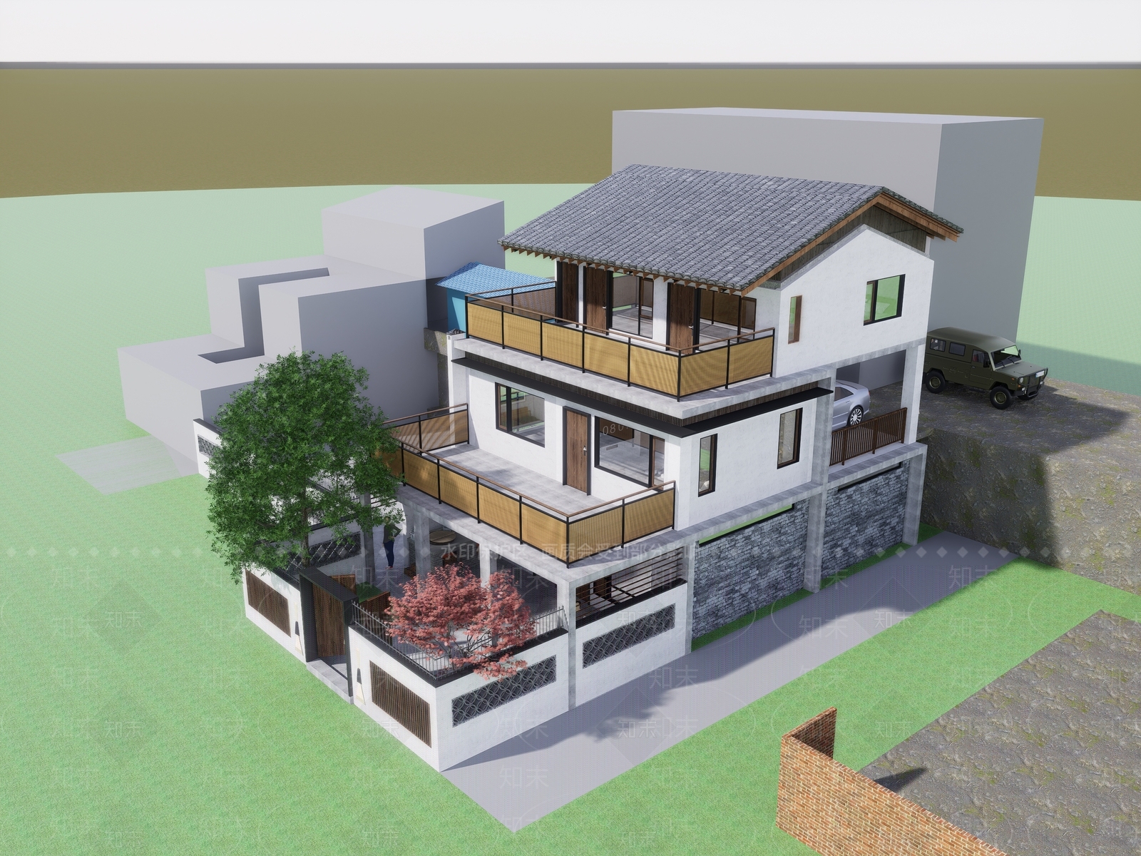 新中式其他农业建筑SU模型下载【ID:1200889442】