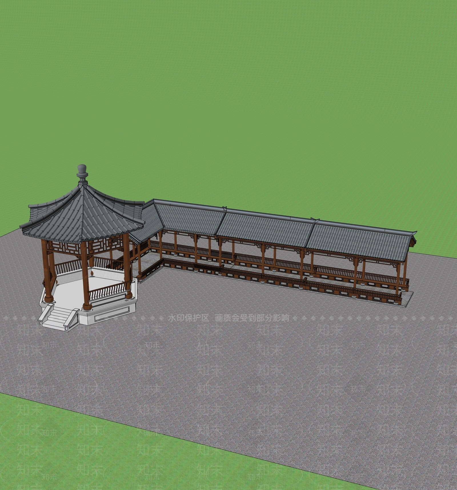 现代廊架SU模型下载【ID:1200889760】