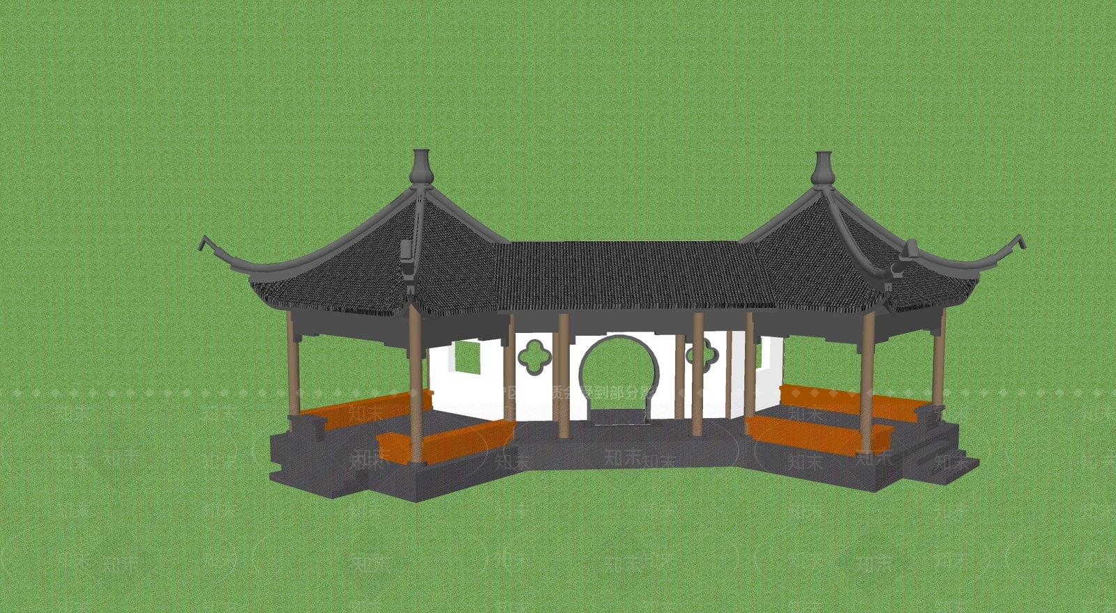 现代中式廊架SU模型下载【ID:1200889950】