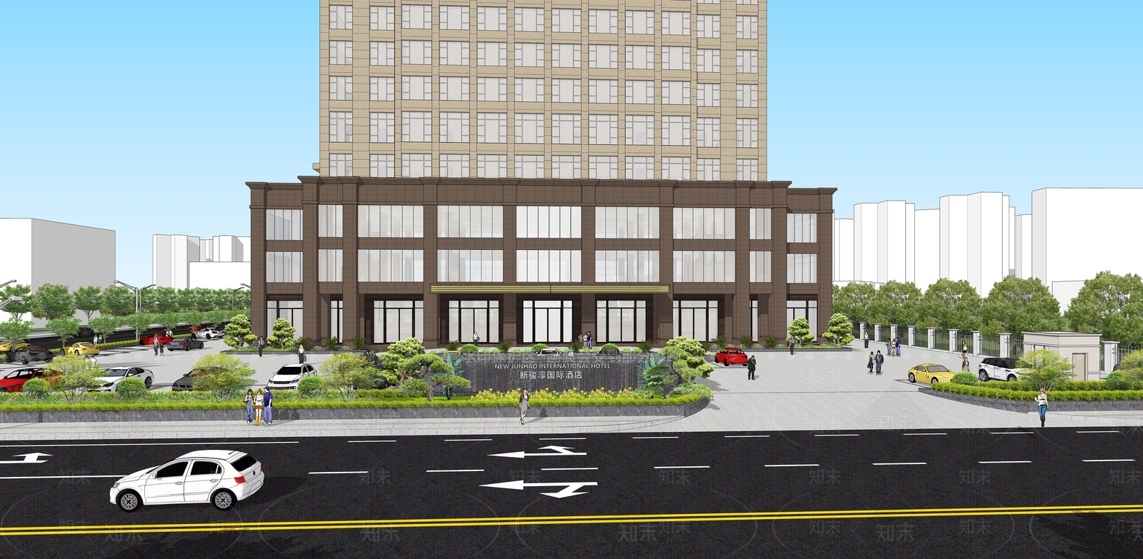 现代酒店建筑SU模型下载【ID:1200890427】