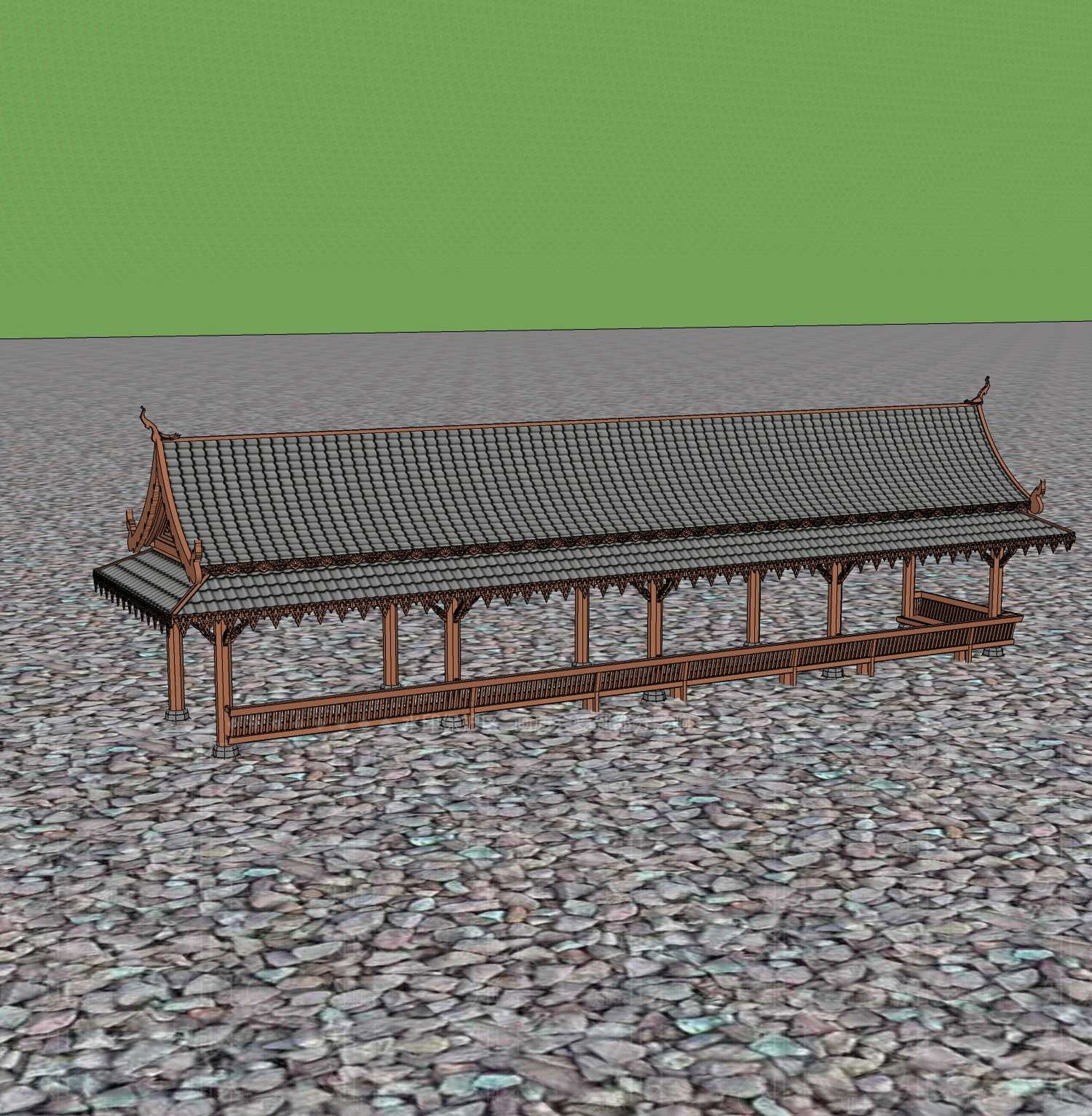 中式廊架SU模型下载【ID:1200892296】