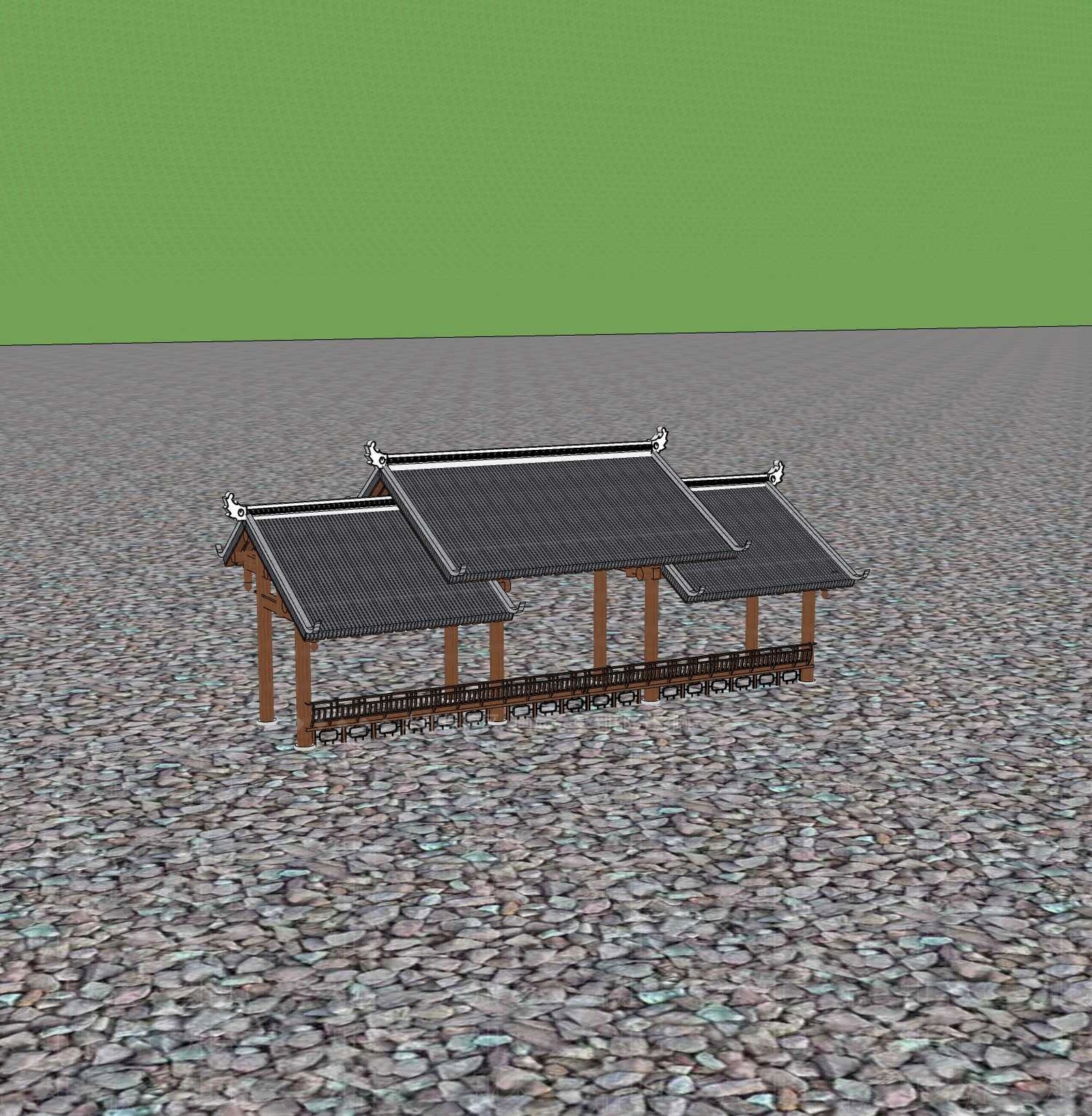 中式廊架SU模型下载【ID:1200892259】