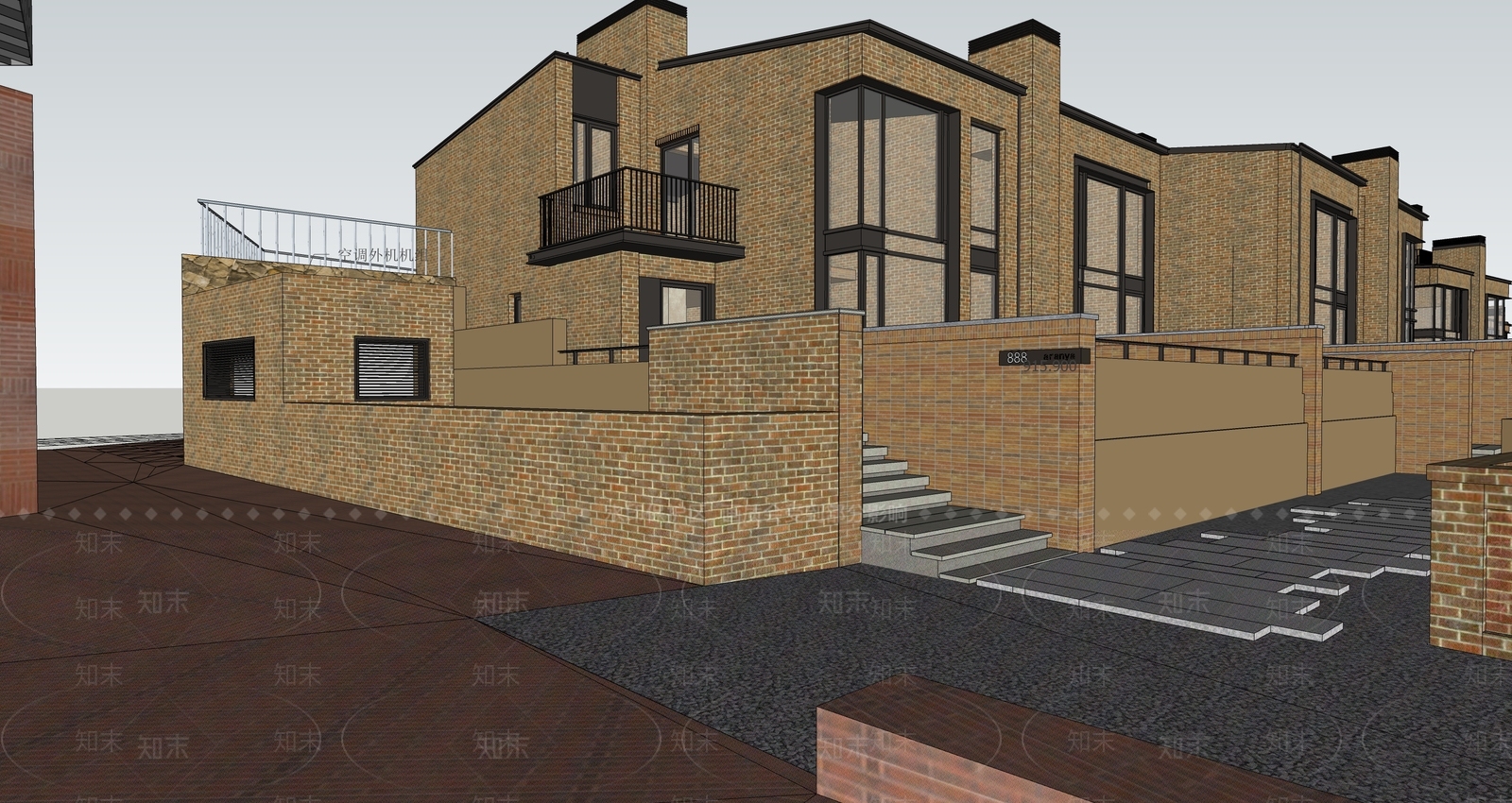 现代新中式酒店建筑SU模型下载【ID:1200892711】