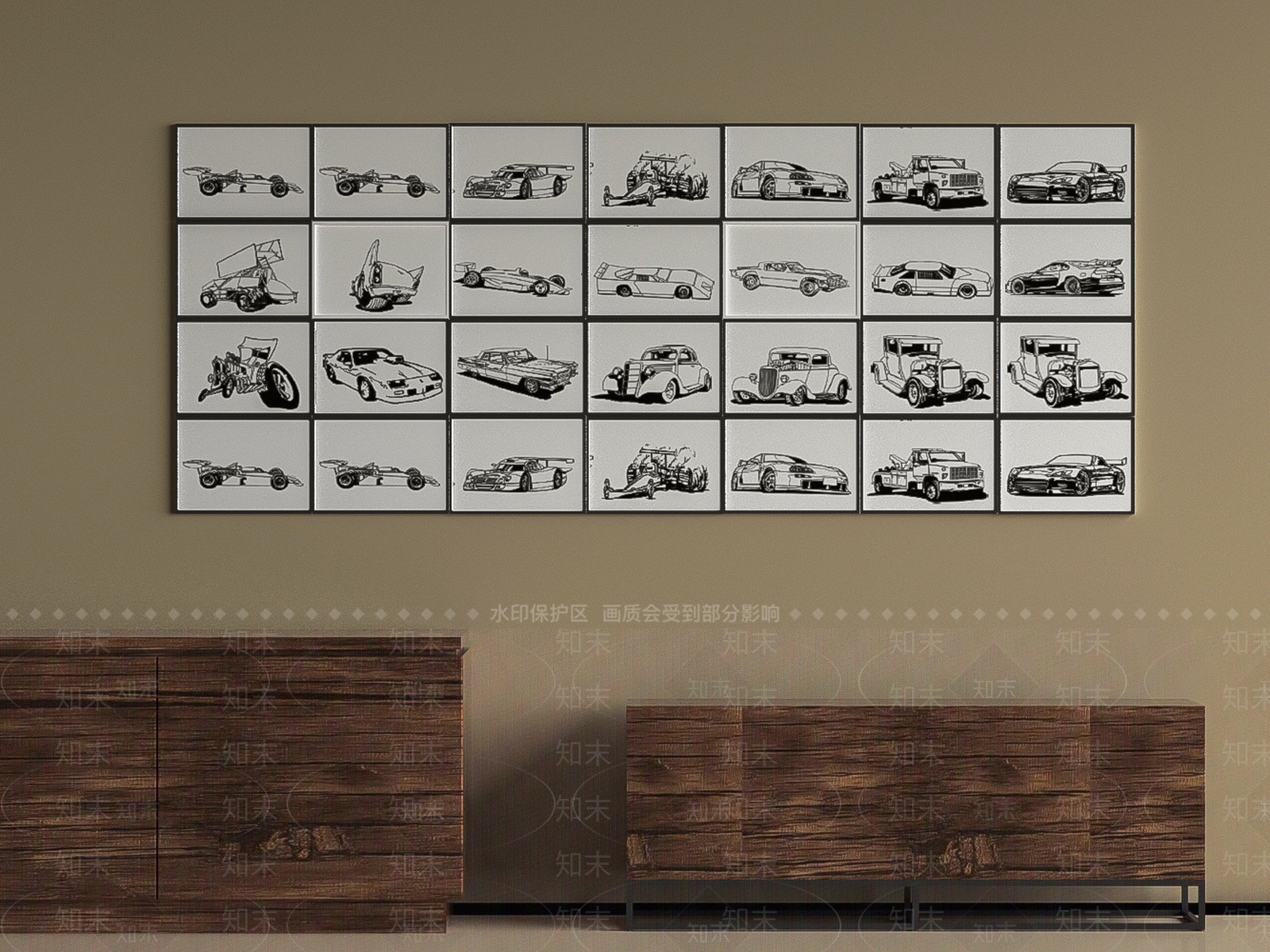 侘寂餐边柜3D模型下载【ID:1200894235】