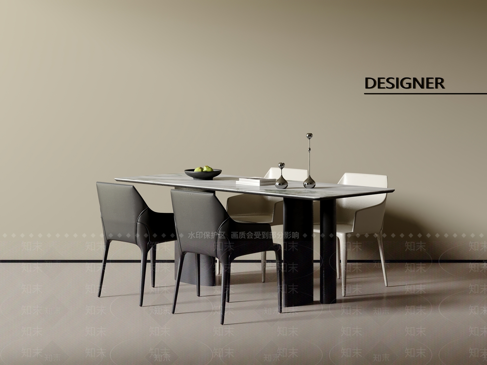 现代意式餐桌椅3D模型下载【ID:1200895214】