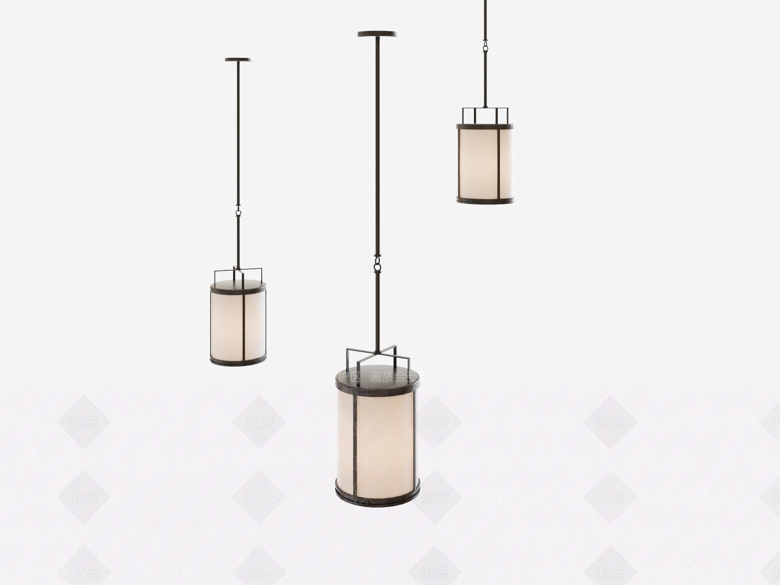 现代新中式卧室吊灯3D模型下载【ID:1200895433】