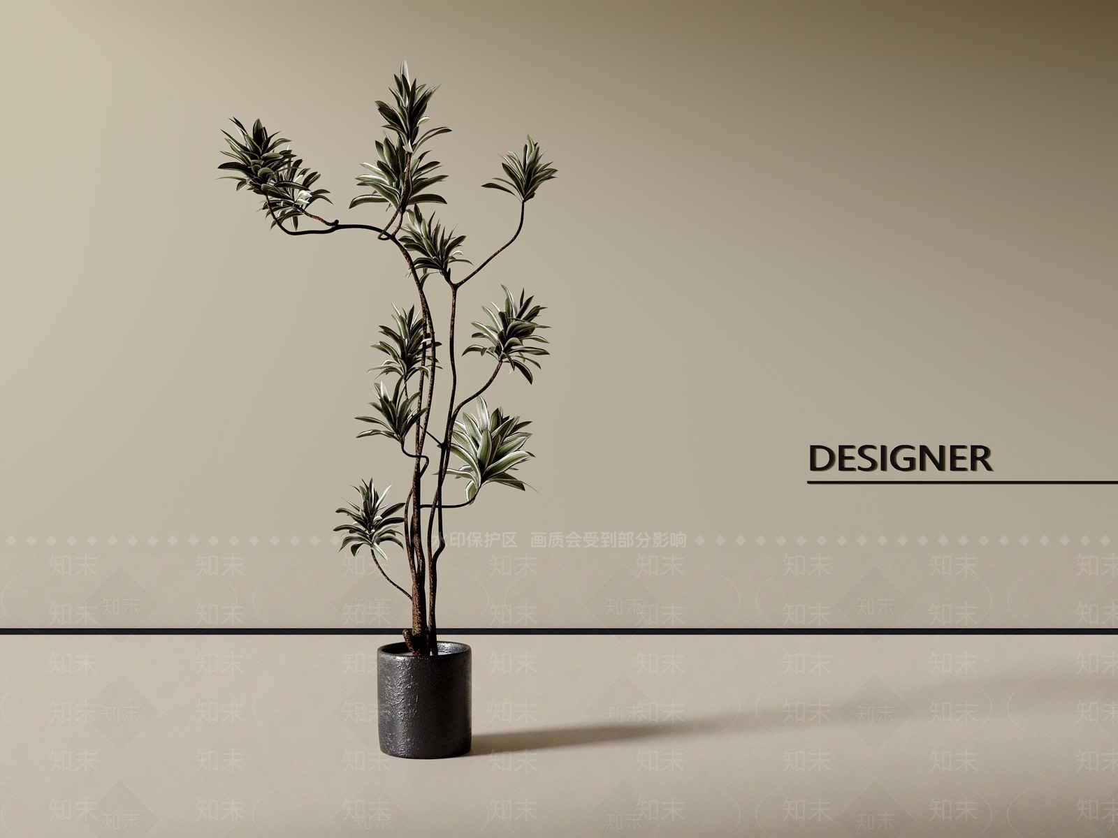 现代中古绿植摆件3D模型下载【ID:1200895775】