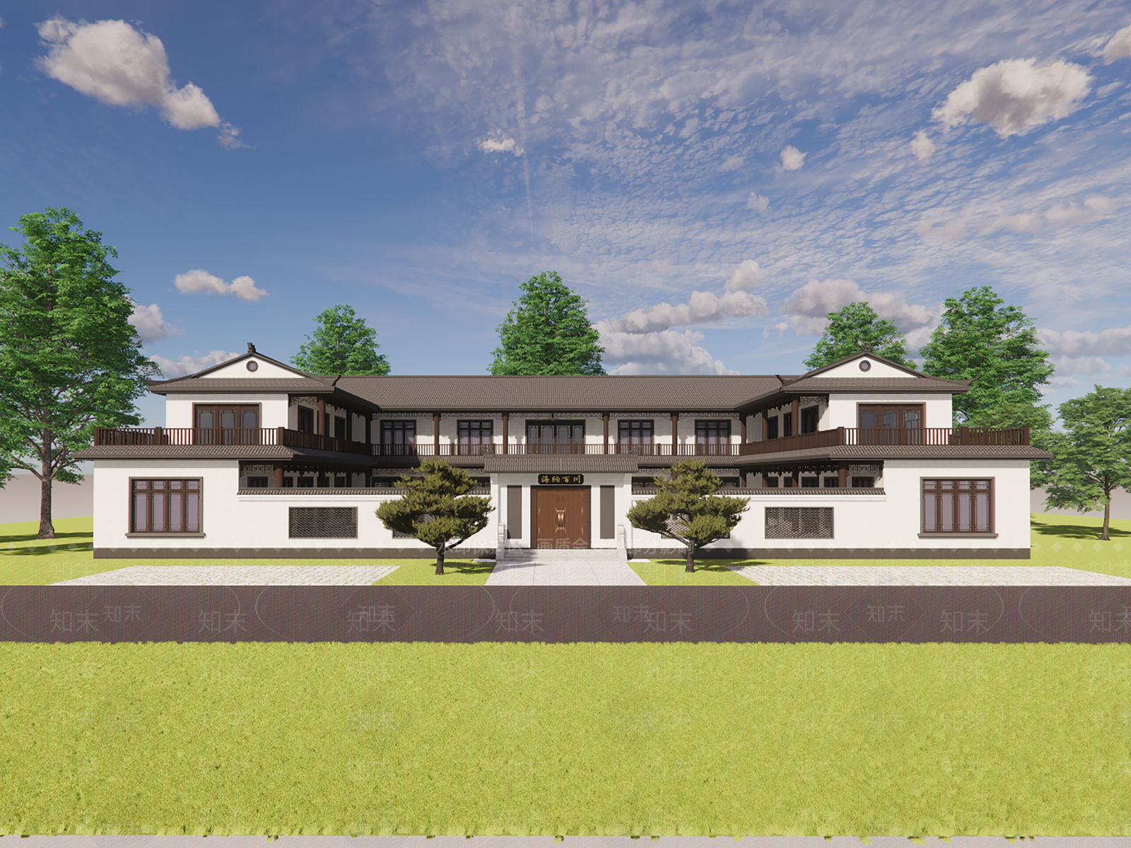 新中式现代四合院SU模型下载【ID:1200895992】