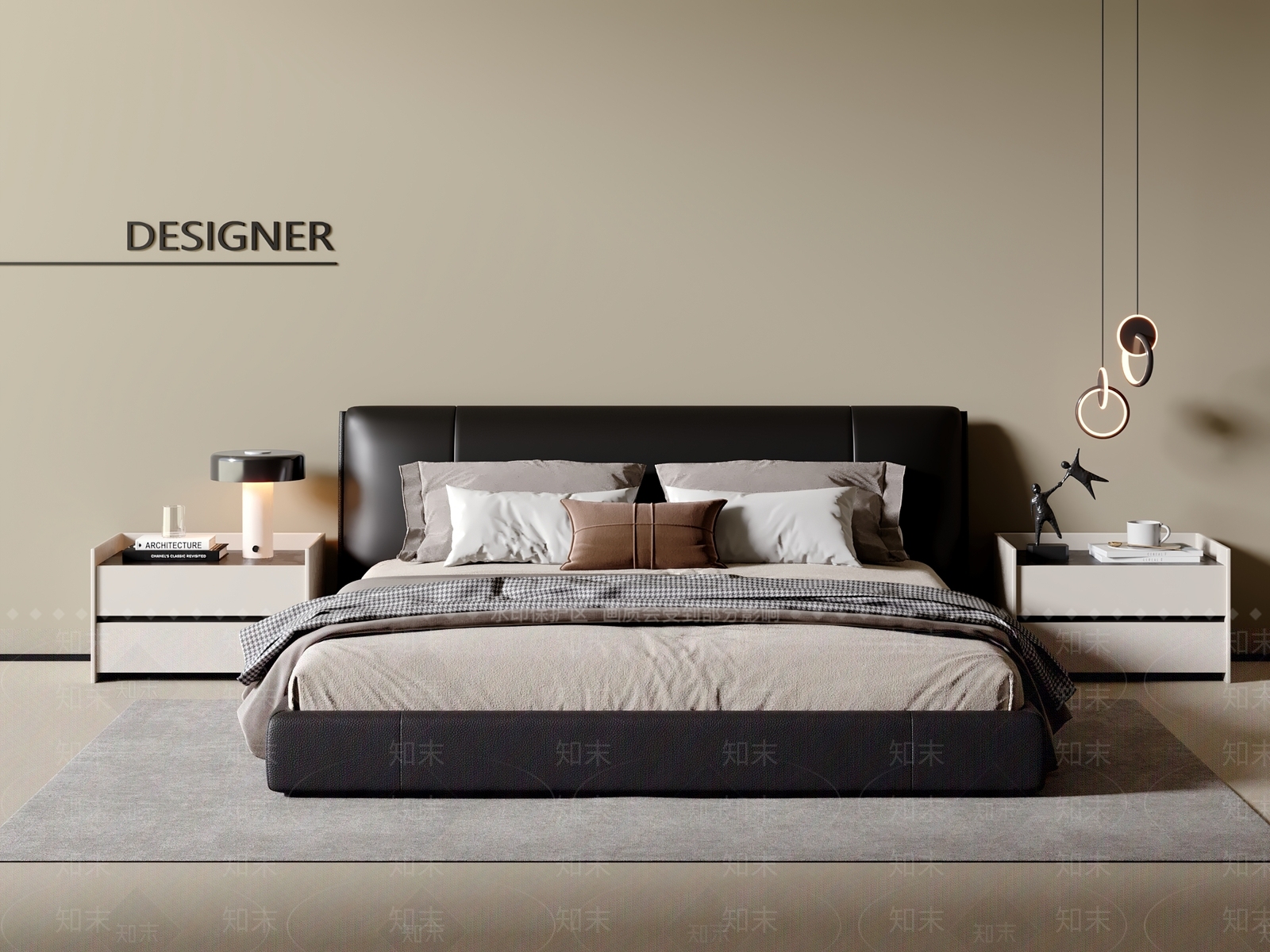 现代意式双人床3D模型下载【ID:1200896061】