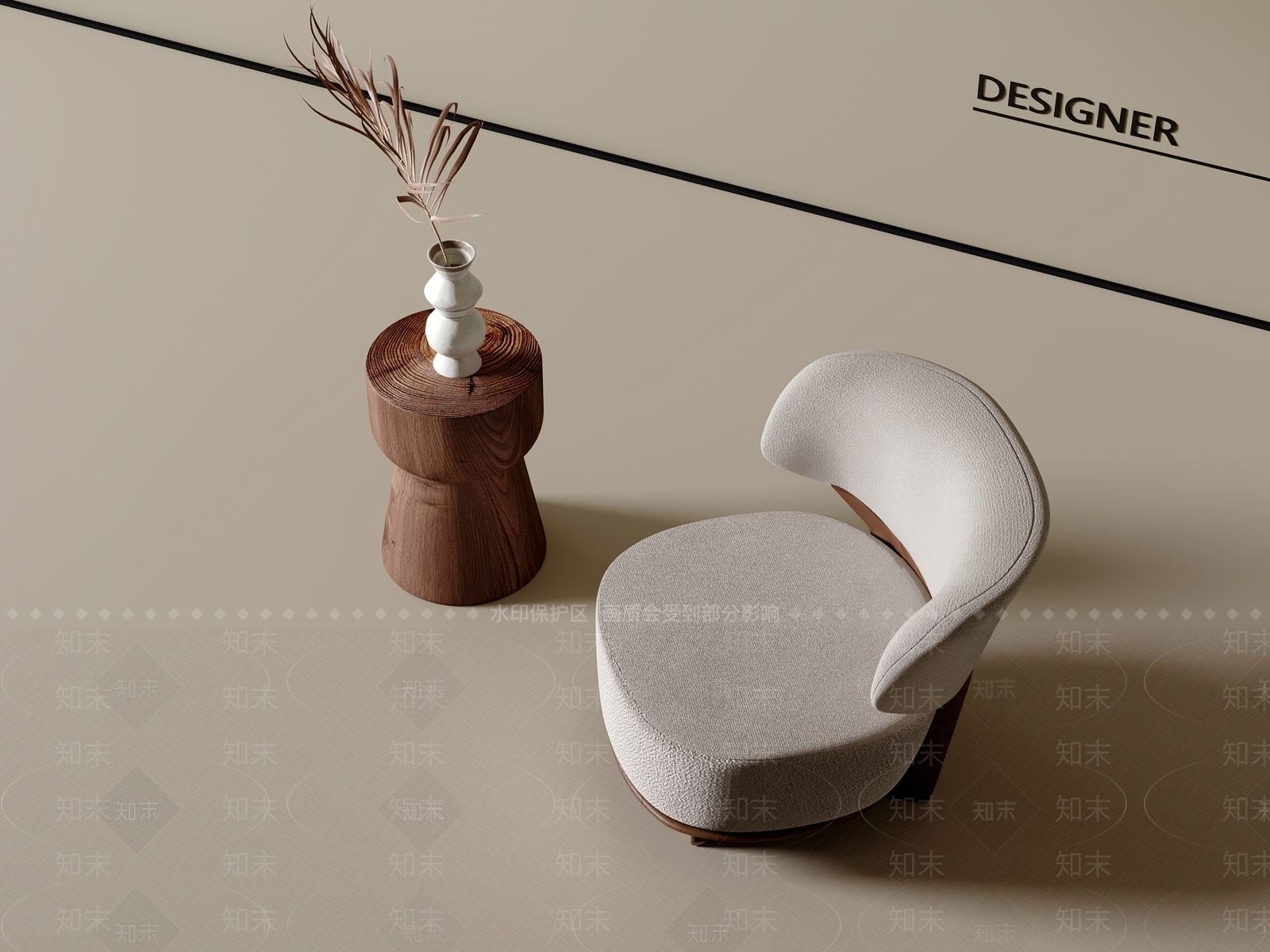 现代中古休闲椅3D模型下载【ID:1200896454】
