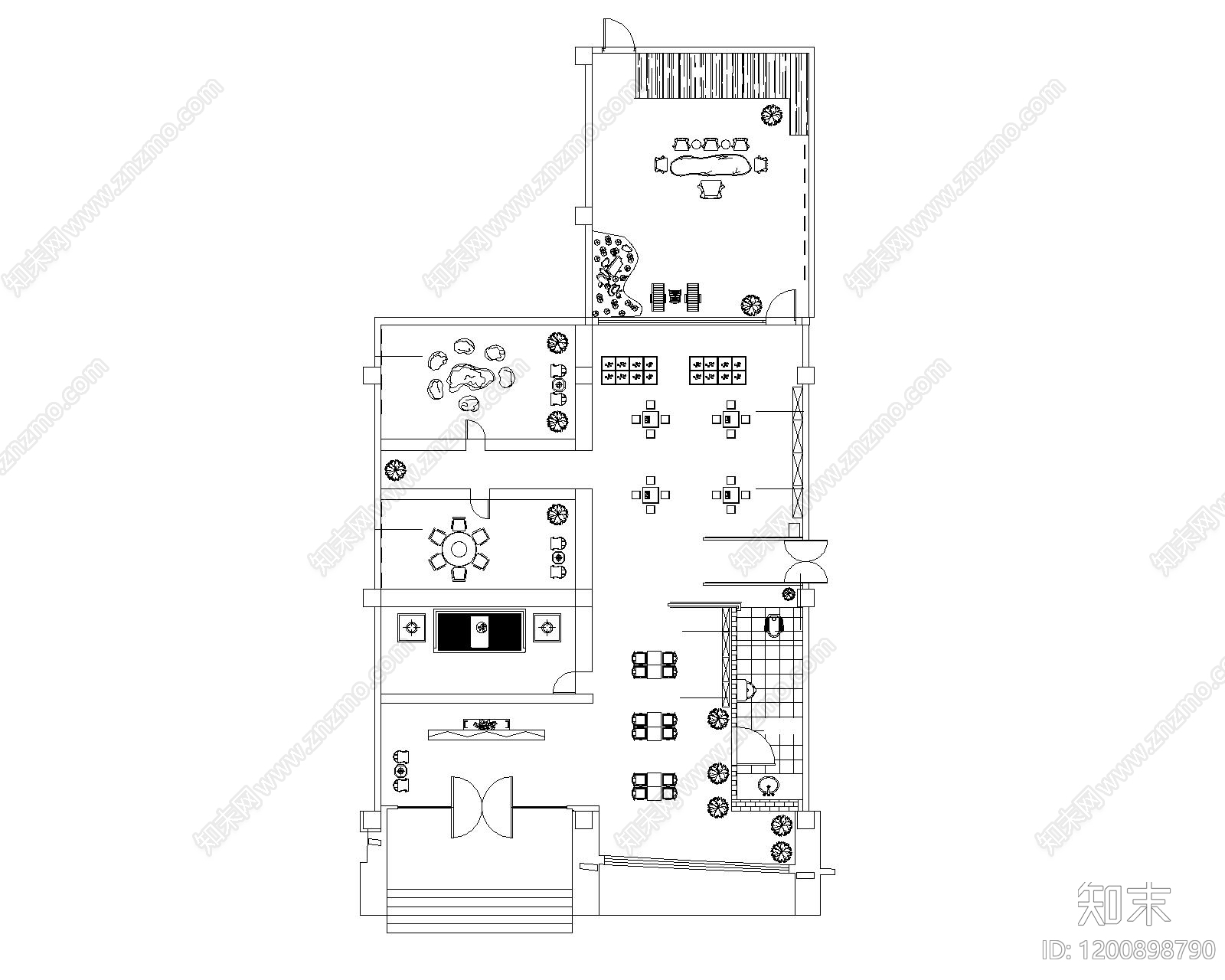 中式其他餐饮空间施工图下载【ID:1200898790】