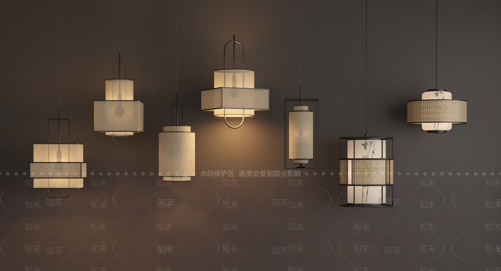 新中式中式艺术吊灯3D模型下载【ID:1200899218】