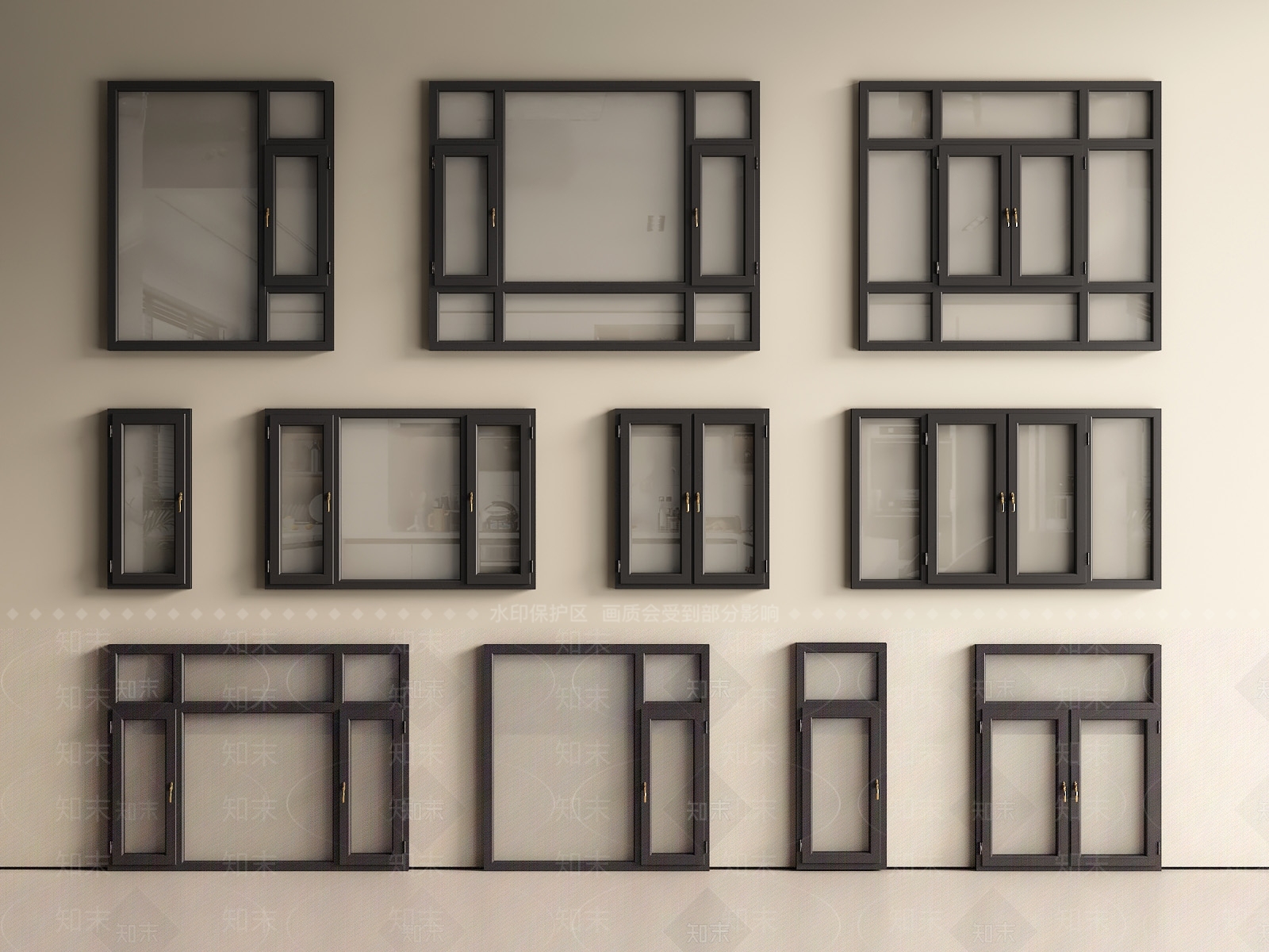 现代平开窗3D模型下载【ID:1200899487】