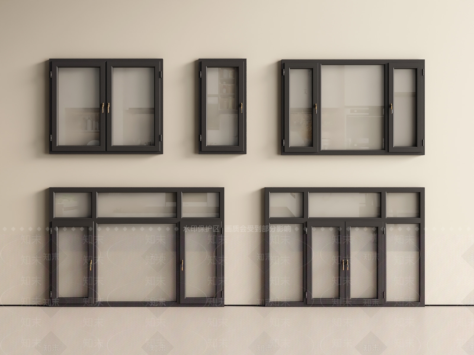 现代平开窗3D模型下载【ID:1200899629】