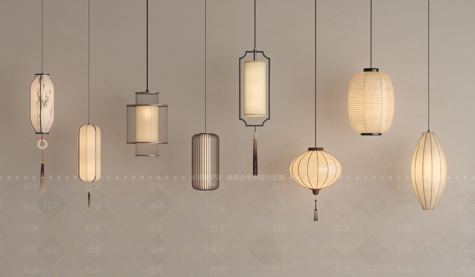 新中式中式床头吊灯SU模型下载【ID:1200899518】