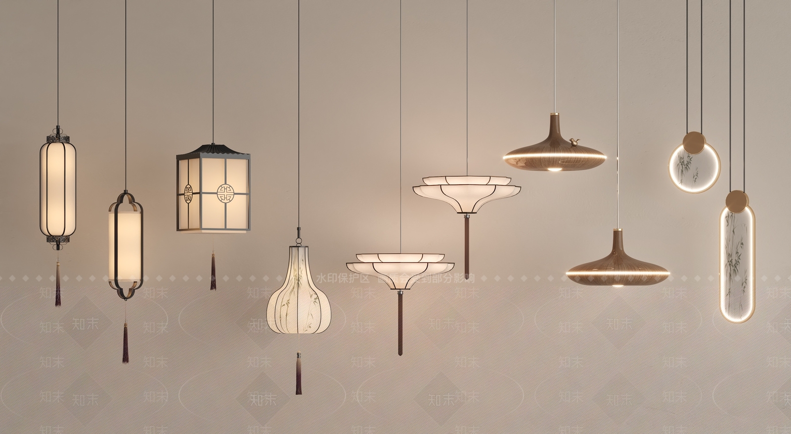 新中式中式艺术吊灯SU模型下载【ID:1200899745】