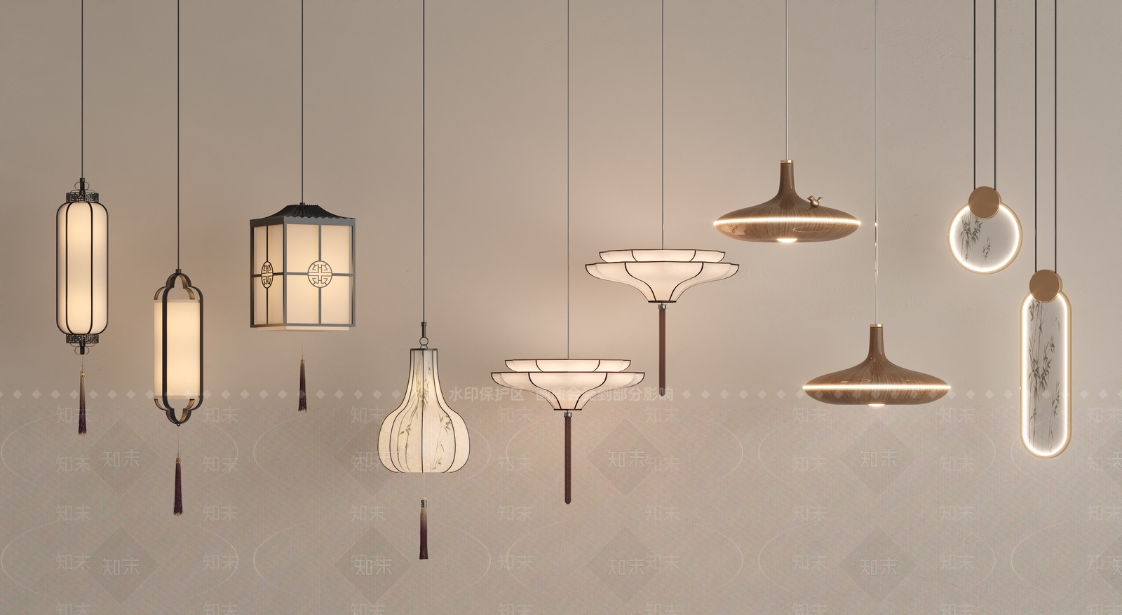 新中式中式小吊灯3D模型下载【ID:1200899719】