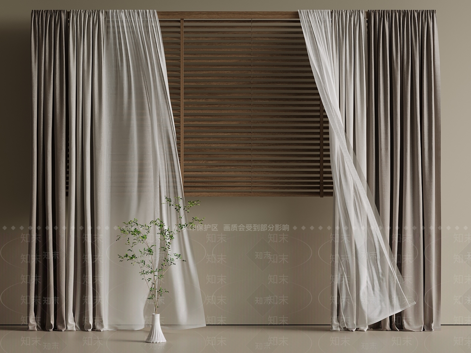 轻奢窗帘SU模型草图