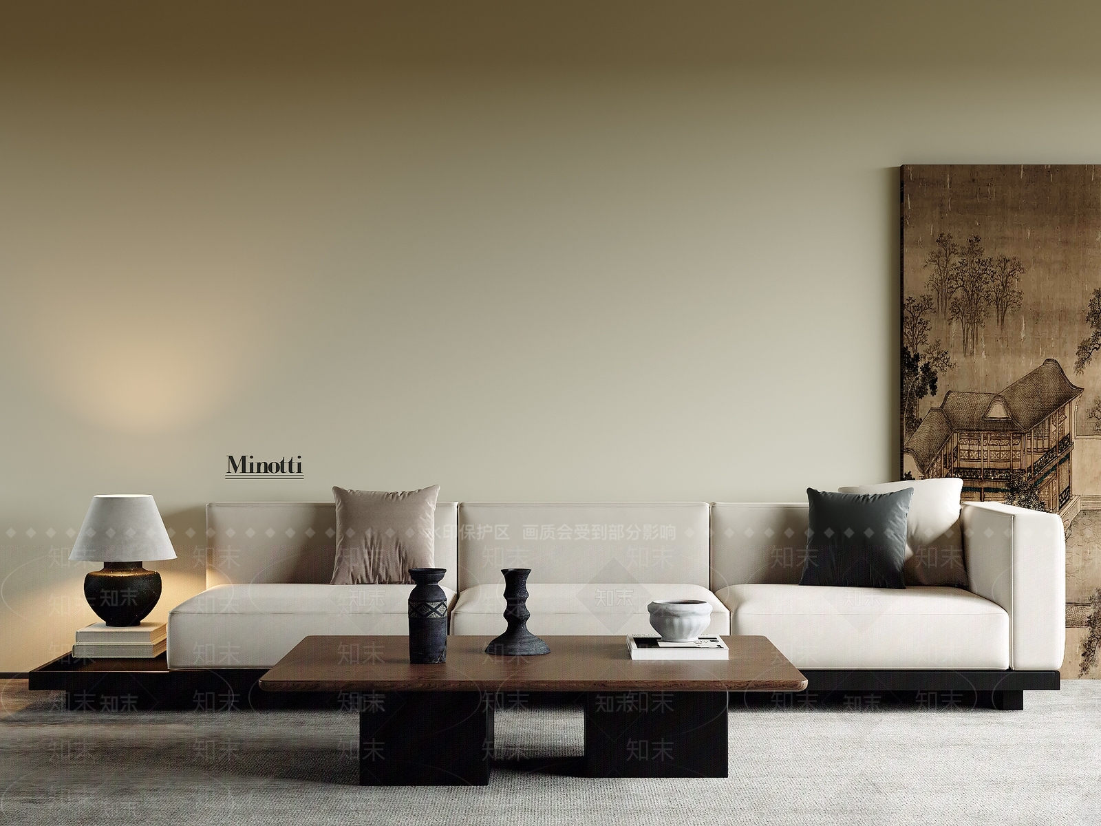 新中式现代多人沙发3D模型下载【ID:1200904230】