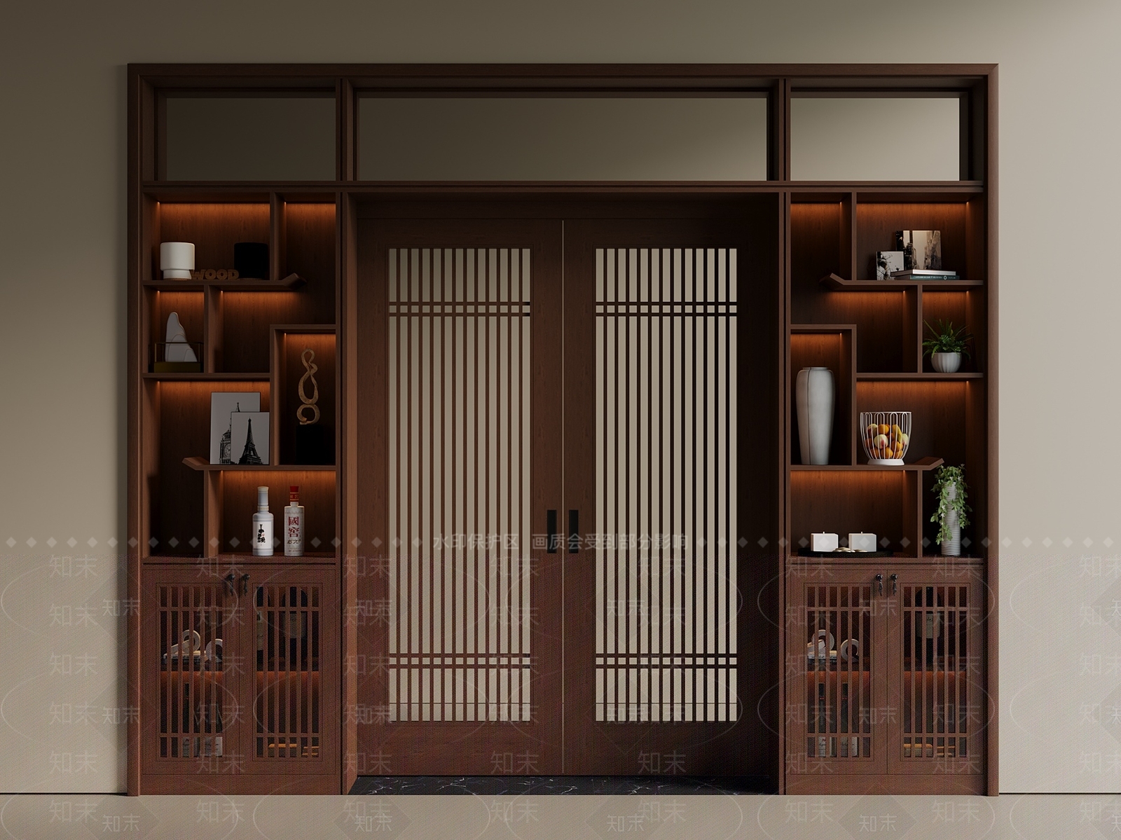 新中式中古推拉门SU模型下载【ID:1200904441】