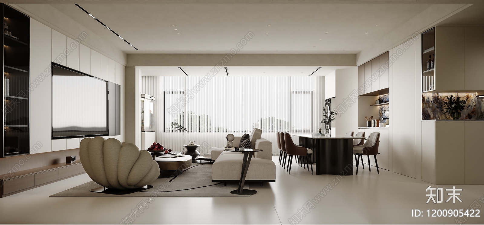 现代客餐厅3D模型下载【ID:1221480660】