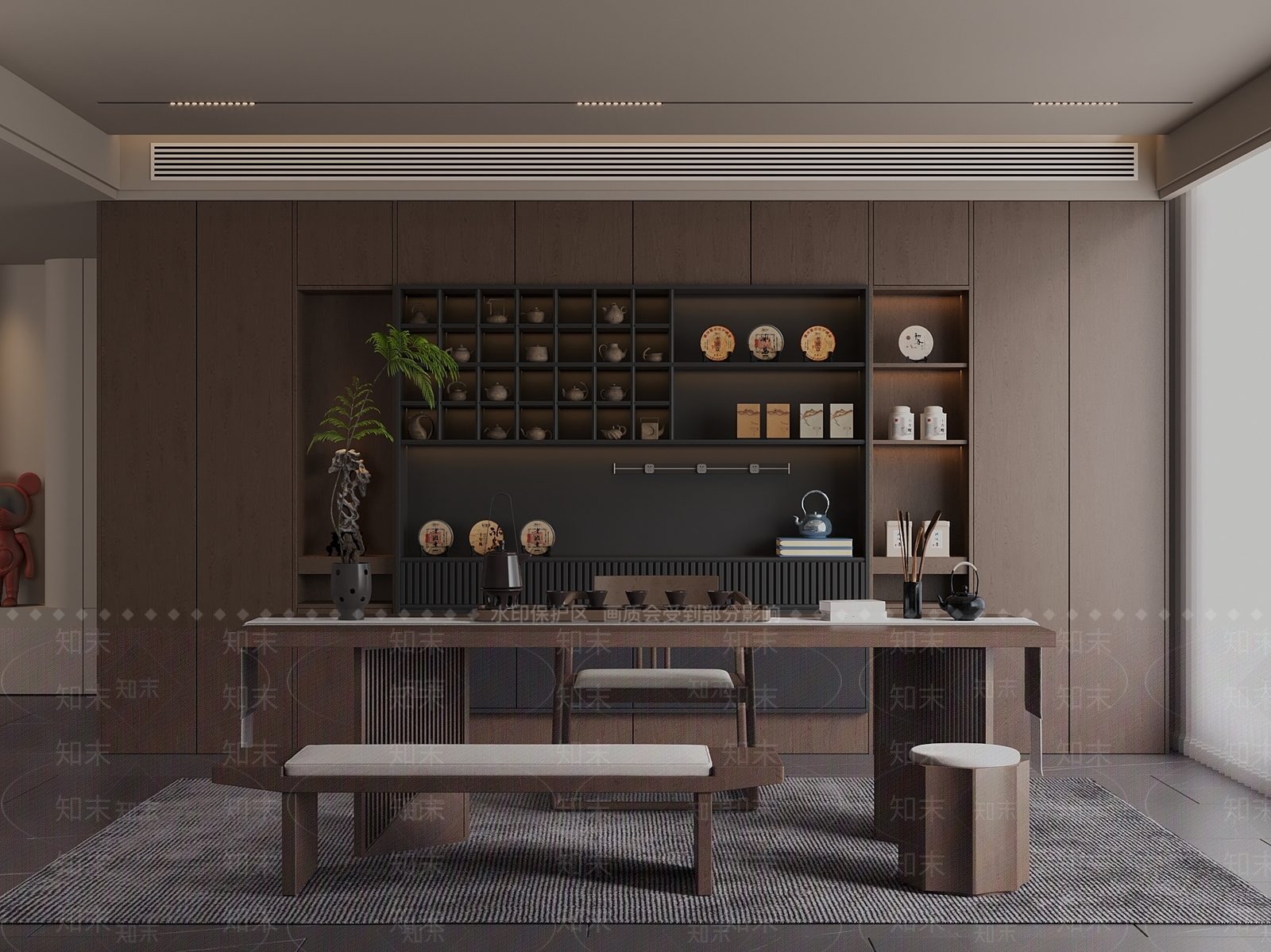 中古新中式茶室SU模型下载【ID:1200904466】