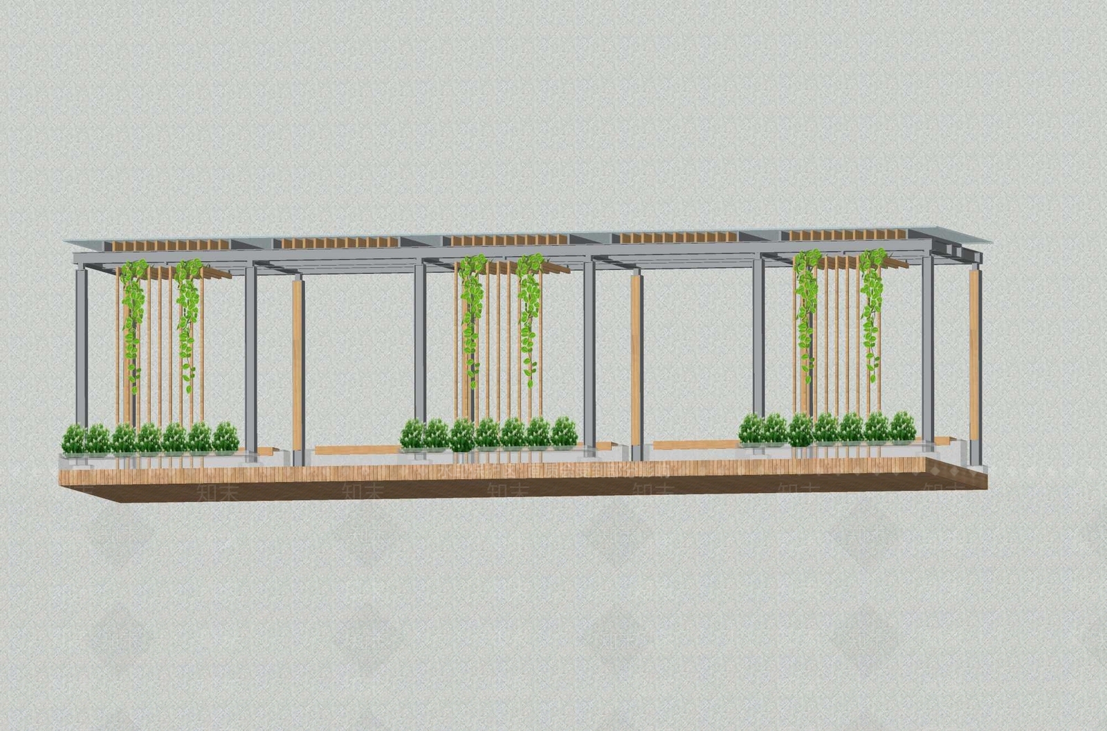 现代廊架SU模型下载【ID:1200906636】
