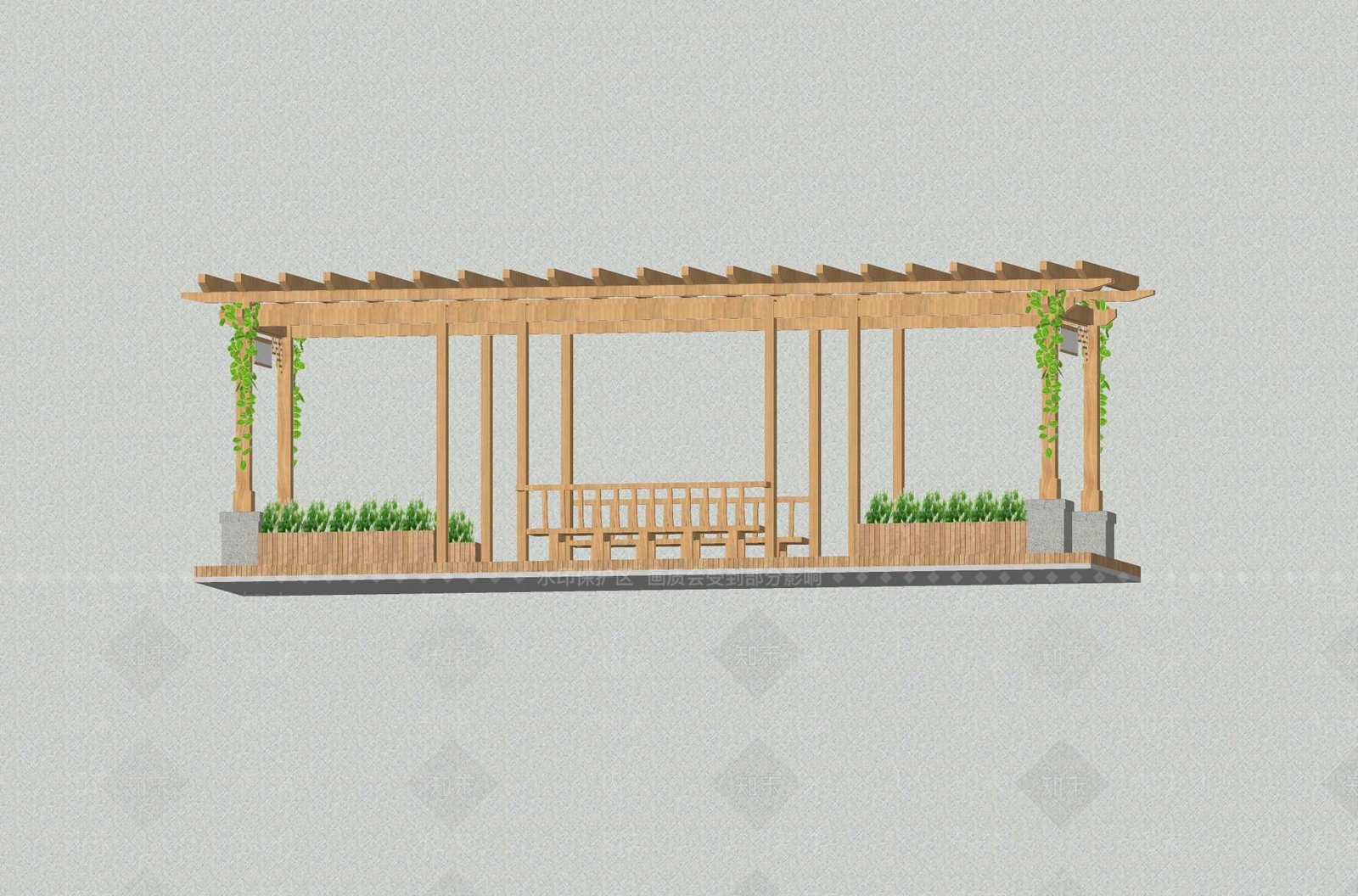 现代廊架SU模型下载【ID:1200906639】