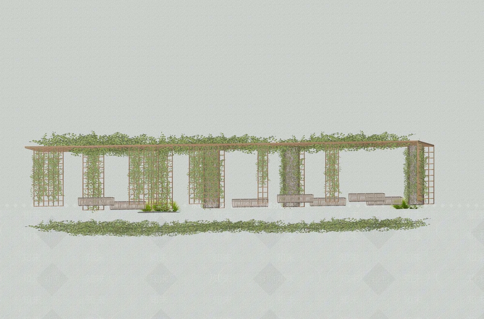 现代廊架SU模型下载【ID:1200906724】