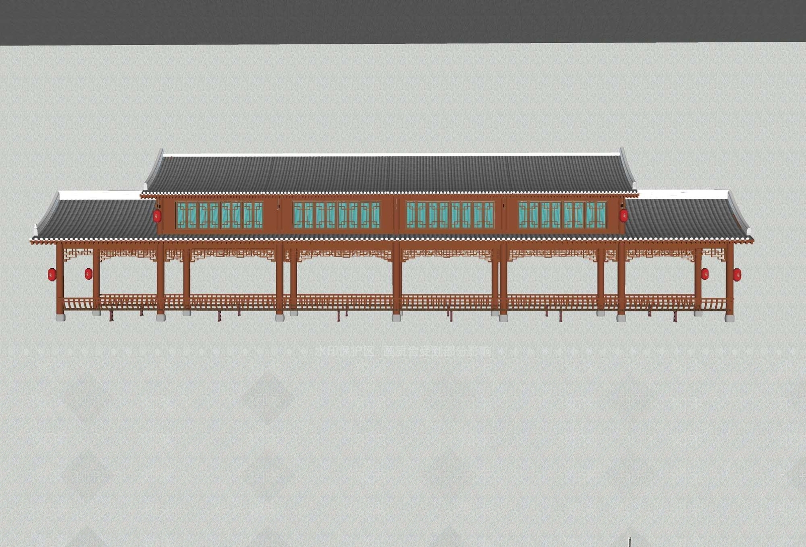 中式廊架SU模型下载【ID:1200906880】