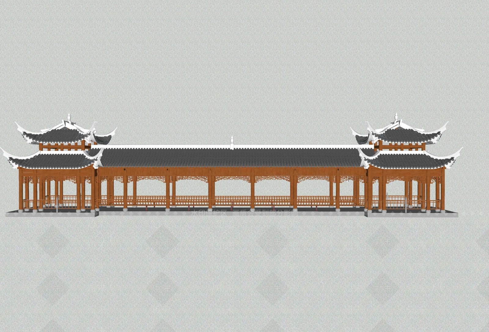 中式廊架SU模型下载【ID:1200906913】