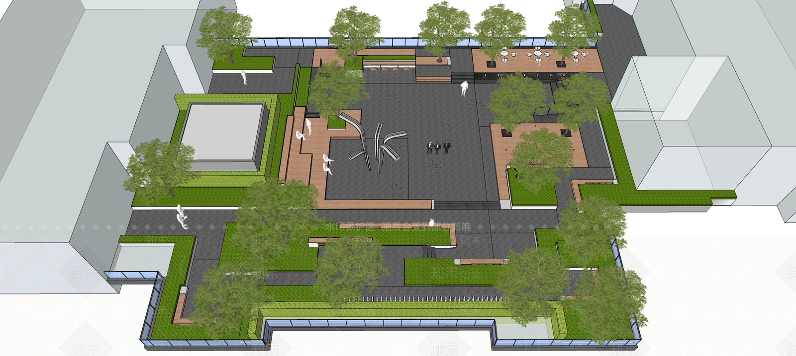 现代屋顶花园SU模型下载【ID:1200907600】
