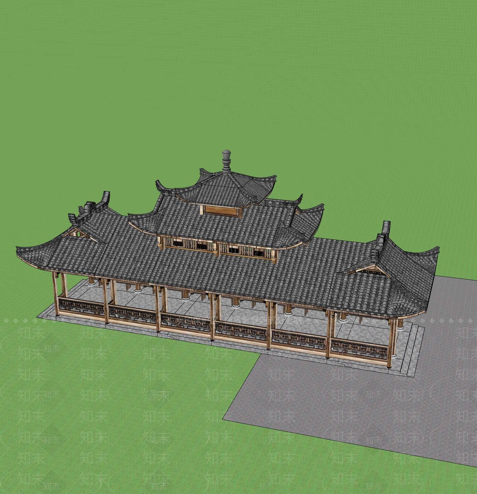现代廊架SU模型下载【ID:1200910619】