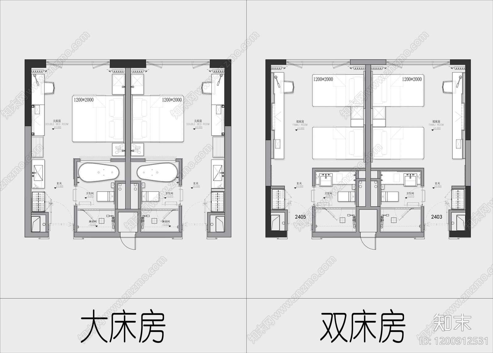 酒店客房施工图下载【ID:1200912531】