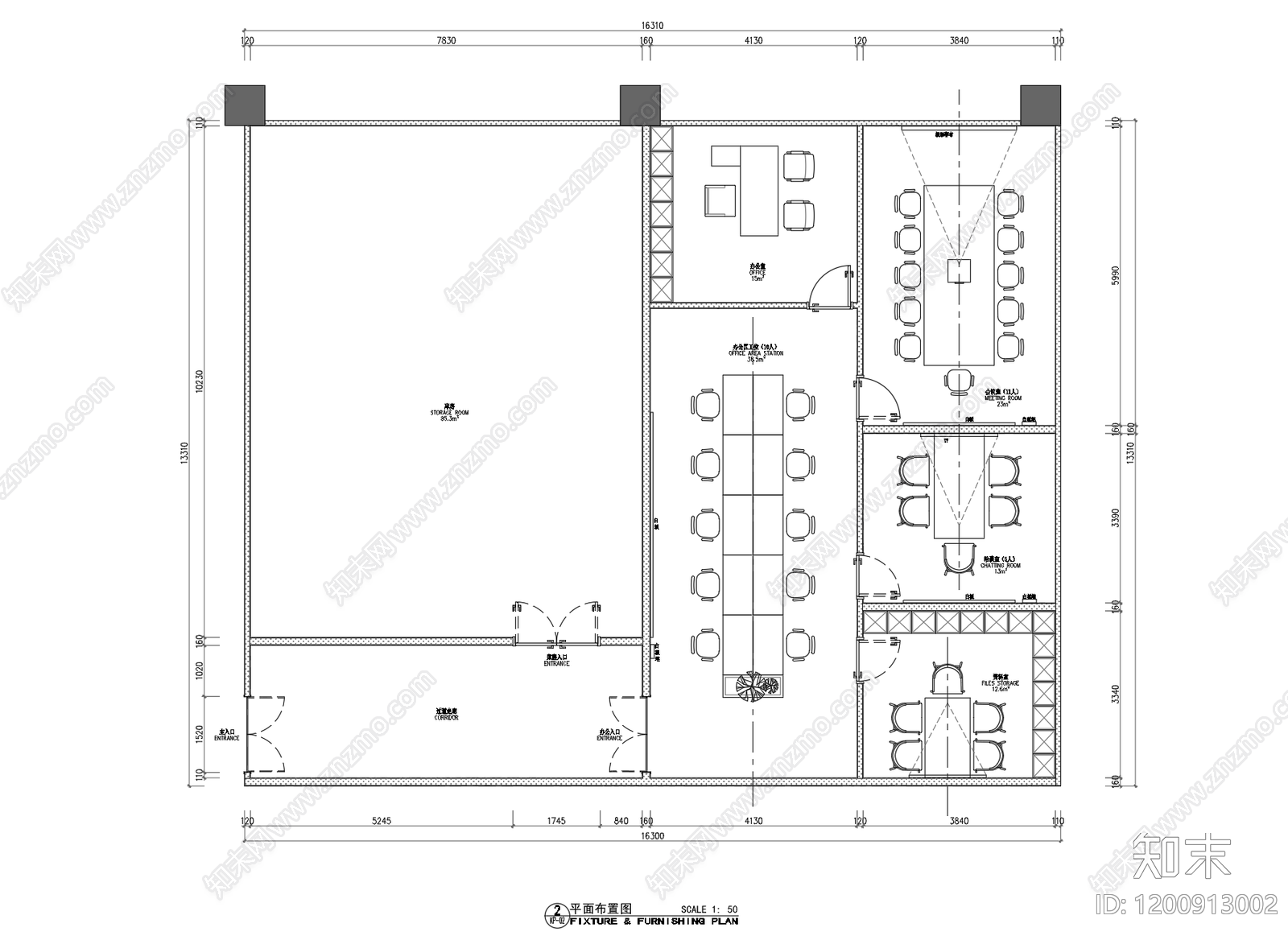现代极简整体办公空间cad施工图下载【ID:1200913002】