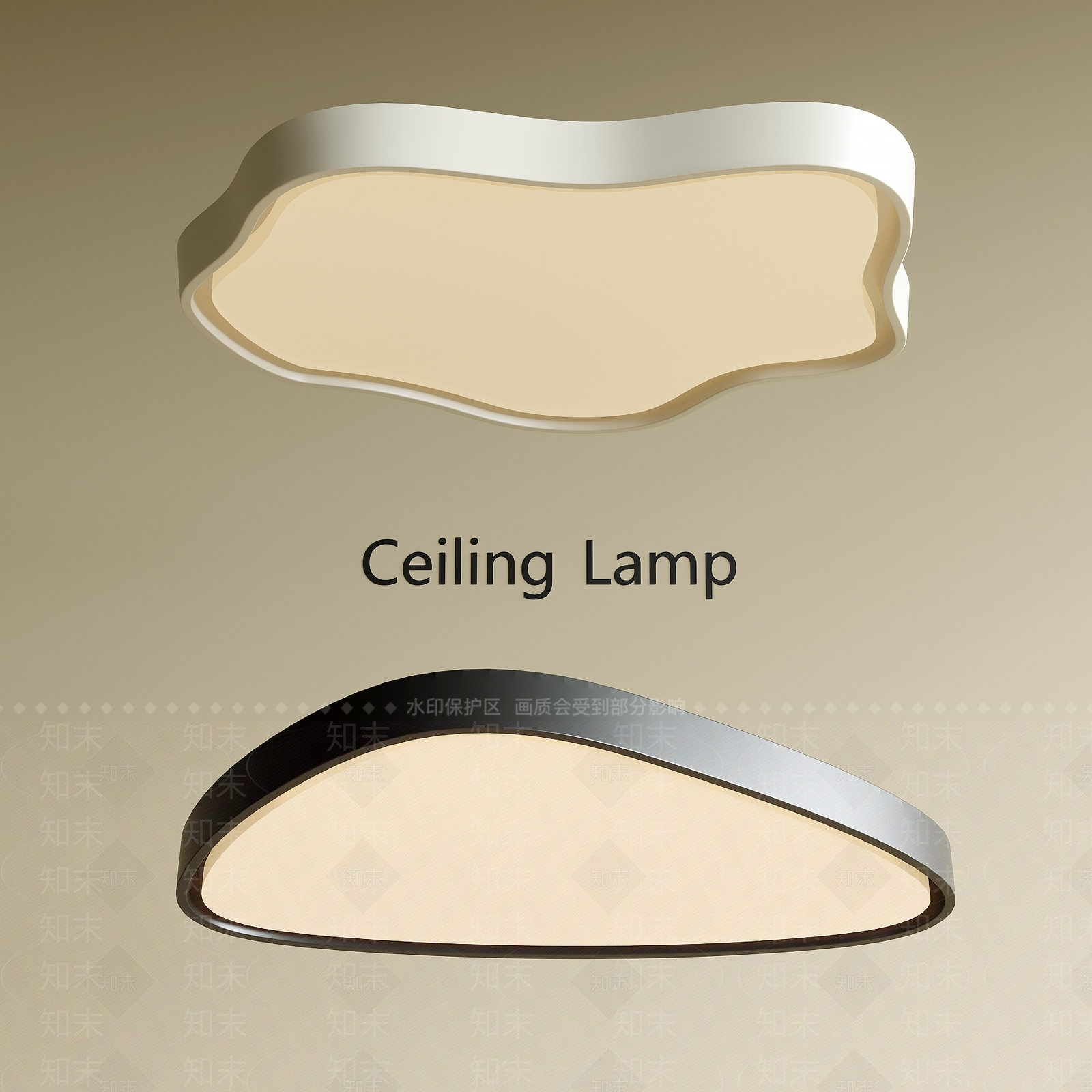 现代奶油吸顶灯SU模型下载【ID:1200917963】