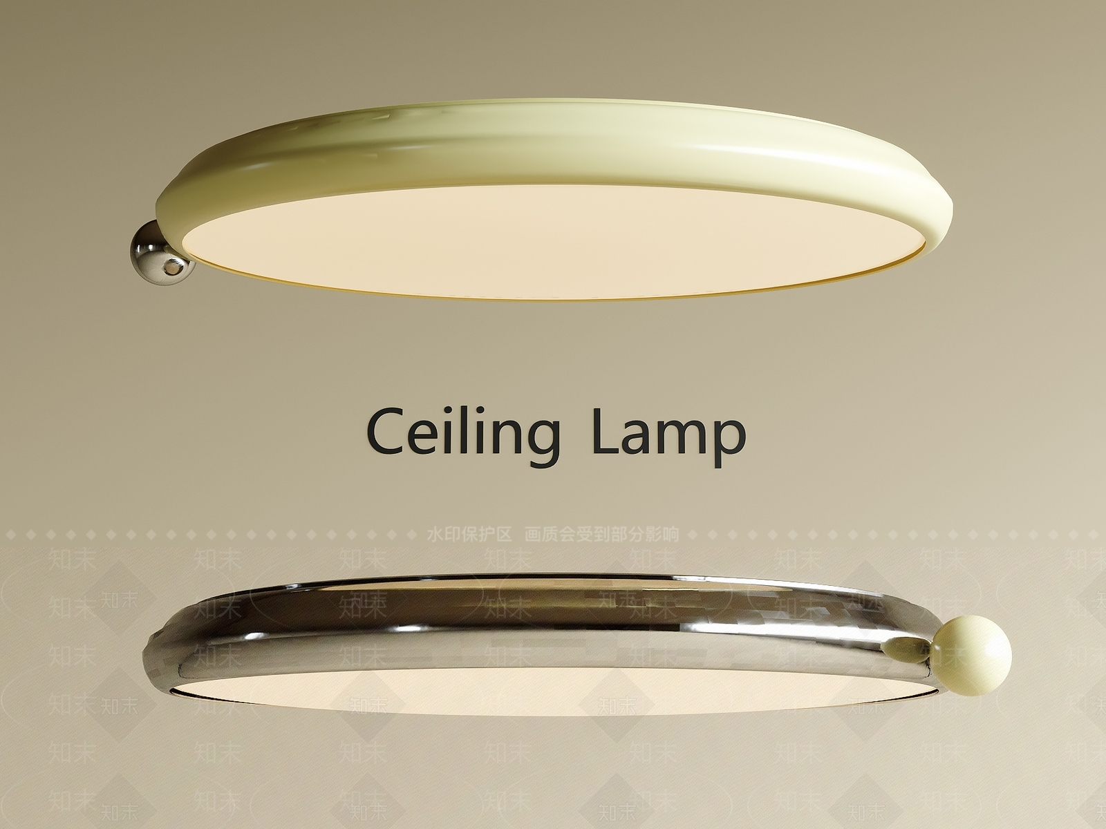 现代奶油吸顶灯SU模型下载【ID:1200917949】