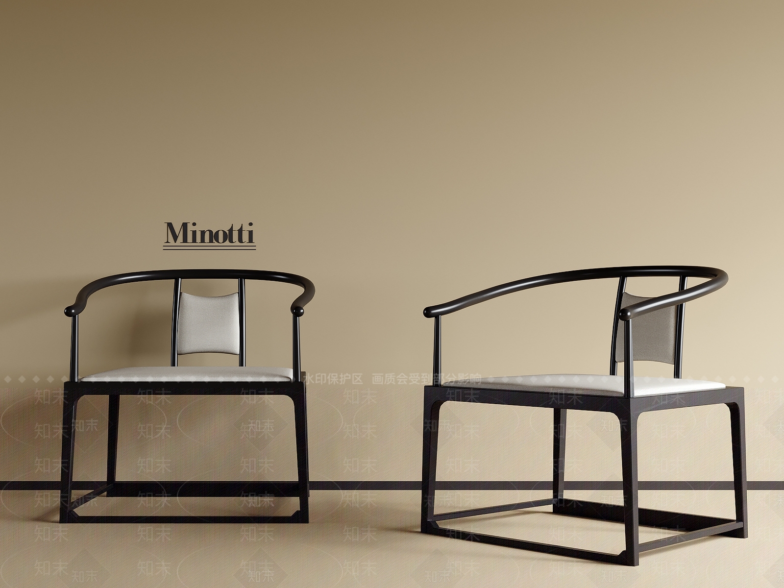 现代新中式休闲椅SU模型下载【ID:1200918773】