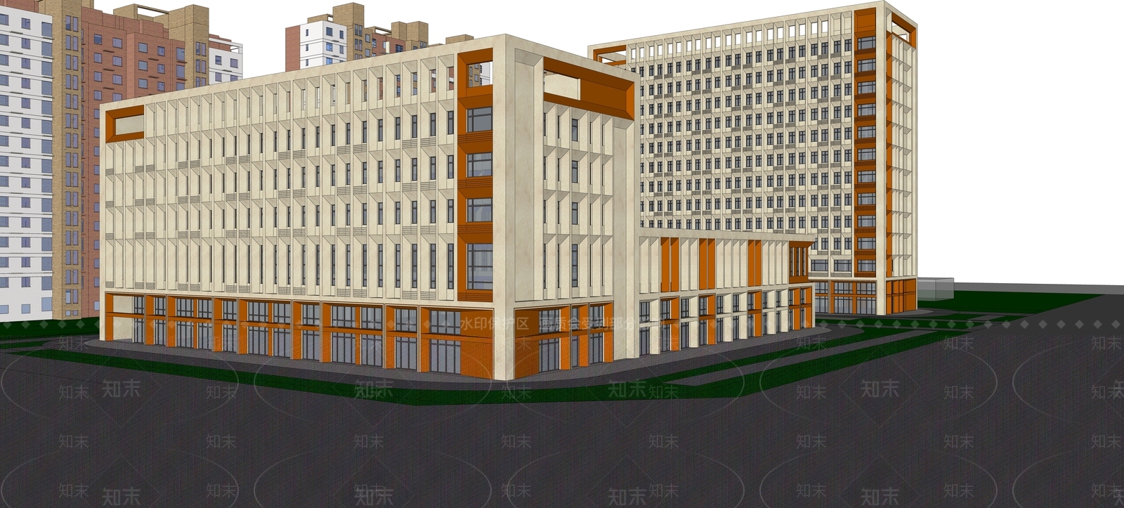 现代商业街SU模型下载【ID:1200919459】