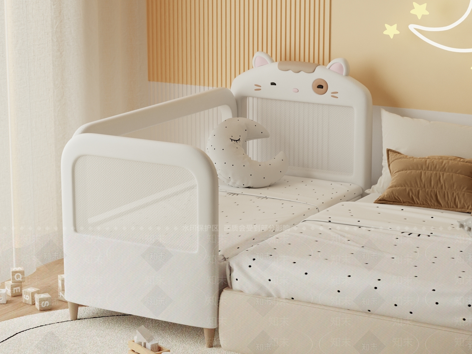 奶油现代儿童床3D模型下载【ID:1200919635】