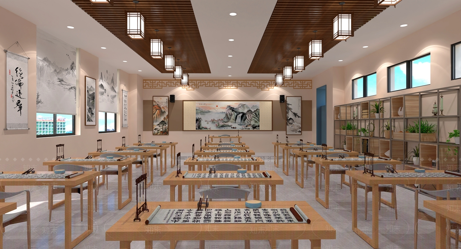新中式教室3D模型下载【ID:1200920396】